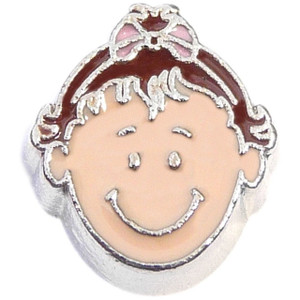 Dark Brown Baby Girl Floating Locket Charm Dark Brown Baby Girl Floating Locket Charm