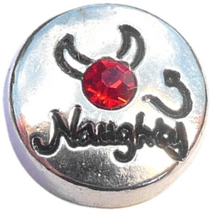 Naughty Silvertone Circle Floating Locket Charms Naughty Silvertone Circle Floating Locket Charms