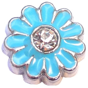 Big Blue Daisy Floating Locket Charms