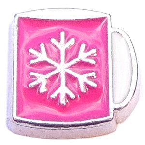 Pink Snowflake Mug Floating Locket Charms Pink Snowflake Mug Floating Locket Charms