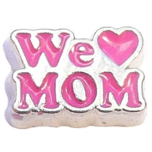 Pink We Love Mom Floating Locket Charms Pink We Love Mom Floating Locket Charms