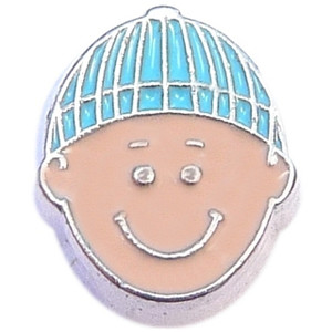 Knit Cap Baby Boy Floating Locket Charms Knit Cap Baby Boy Floating Locket Charms