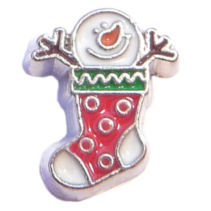 Snowman Stocking Floating Locket Charm Snowman Stocking Floating Locket Charm