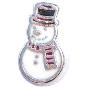 Snowman With Striped Scarf Floating Locket Charm