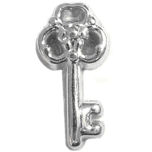 Vintage Silvertone Skeleton Key Floating Locket Charm