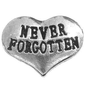 Never Forgotten Silvertone Heart Floating Locket Charm