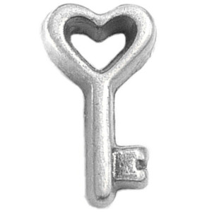 Vintage Silvertone Heart Key Floating Locket Charm