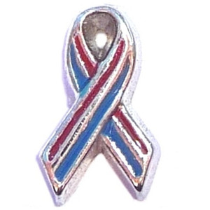 Thin Patriotic Ribbon Floating Locket Charm Thin Patriotic Ribbon Floating Locket Charm