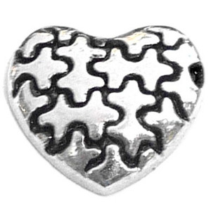 Silvertone Puzzle Heart Floating Locket Charm Silvertone Puzzle Heart Floating Locket Charm