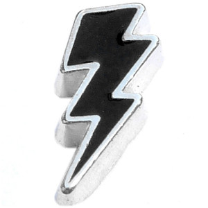 Black Lightning Bolt Floating Locket Charm Black Lightning Bolt Floating Locket Charm