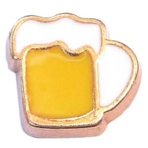 Beer Mug Goldtone Trim Floating Locket Charm Beer Mug Goldtone Trim Floating Locket Charm