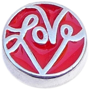 Love On Red Circle Floating Locket Charm Love On Red Circle Floating Locket Charm