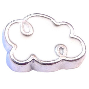 Cloud Silvertone Trim Floating Locket Charm Cloud Silvertone Trim Floating Locket Charm