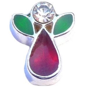 Red Teardrop Angel Floating Locket Charm Red Teardrop Angel Floating Locket Charm