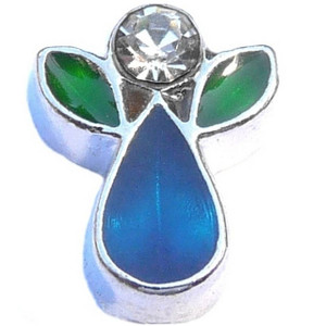 Blue Teardrop Angel Floating Locket Charm Blue Teardrop Angel Floating Locket Charm