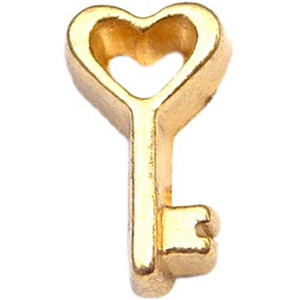 Goldtone Heart Key Floating Locket Charm Goldtone Heart Key Floating Locket Charm