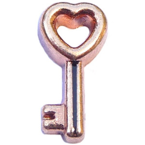 Rose Goldtone Heart Key Floating Locket Charm Rose Goldtone Heart Key Floating Locket Charm