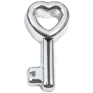 Silvertone Heart Key Floating Locket Charm Silvertone Heart Key Floating Locket Charm