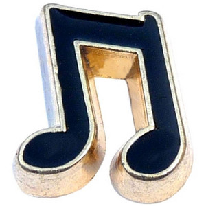 Music Note Goldtone Trim Floating Locket Charm