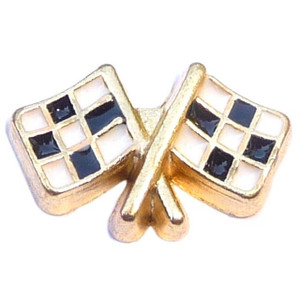 Goldtone Racing Flags Floating Locket Charm Goldtone Racing Flags Floating Locket Charm