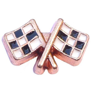 Rose Goldtone Racing Flag Floating Locket Charm Rose Goldtone Racing Flag Floating Locket Charm