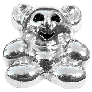 Teddy Bear Silvertone Floating Locket Charm Teddy Bear Silvertone Floating Locket Charm