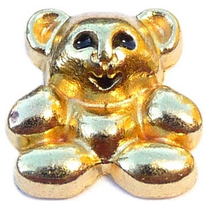 Teddy Bear Goldtone Floating Locket Charm