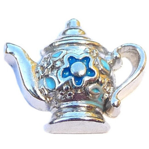 Tea Pot Silvertone Floating Locket Charm Tea Pot Silvertone Floating Locket Charm