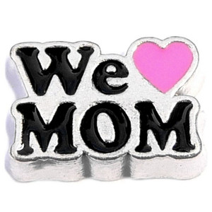 We Love Mom Pink Heart Floating Locket Charm We Love Mom Pink Heart Floating Locket Charm