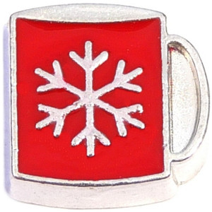 Red Snowflake Mug Floating Locket Charm Red Snowflake Mug Floating Locket Charm