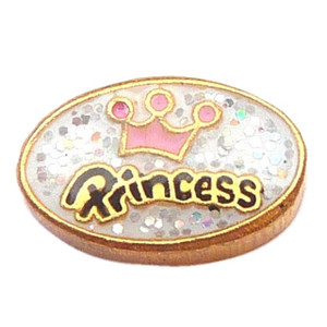 Princess Glitter Oval Floating Locket Charm Princess Glitter Oval Floating Locket Charm