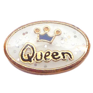 Queen Glitter Oval Floating Locket Charm Queen Glitter Oval Floating Locket Charm