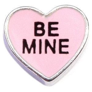 Be Mine Pink Candy Heart Floating Locket Charm Be Mine Pink Candy Heart Floating Locket Charm