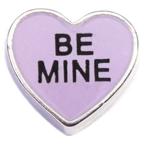 Be Mine Purple Candy Heart Floating Locket Charm
