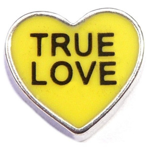 True Love Yellow Candy Heart Floating Locket Charm