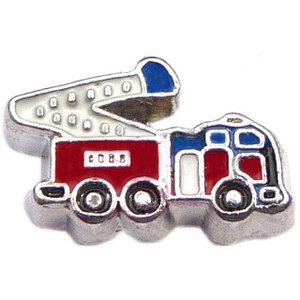 Fire Engine Truck Floating Locket Charm Fire Engine Truck Floating Locket Charm