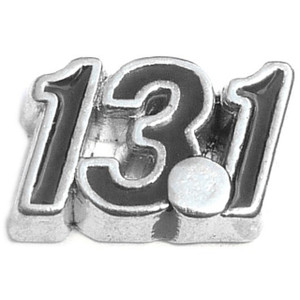 13.1 Half Marathon Black Numbers Floating Locket Charm