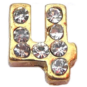 Goldtone Number 4 Floating Locket Charm Goldtone Number 4 Floating Locket Charm