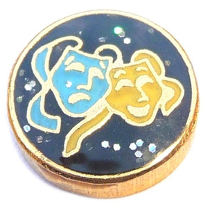 Drama Mask Floating Locket Charm Drama Mask Floating Locket Charm