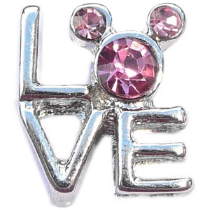 Love With CZ Mouse Ears Floating Locket Charm