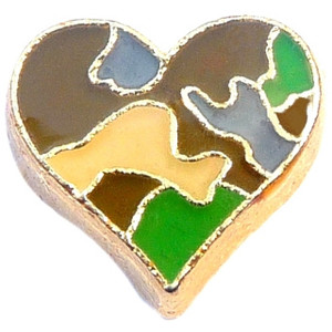 Camouflage Heart Floating Locket Charm