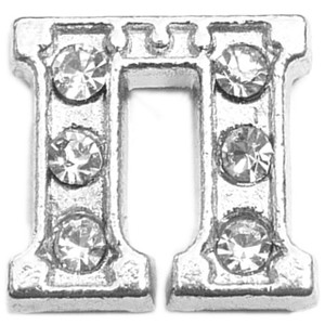 Pi CZ Letter Floating Locket Charm Pi CZ Letter Floating Locket Charm