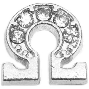 Omega CZ Letter Floating Locket Charm Omega CZ Letter Floating Locket Charm