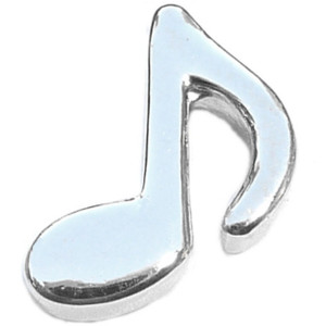 Shiny Silver Eighth Note Floating Locket Charm