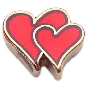 Double Red Hearts Floating Locket Charm Double Red Hearts Floating Locket Charm