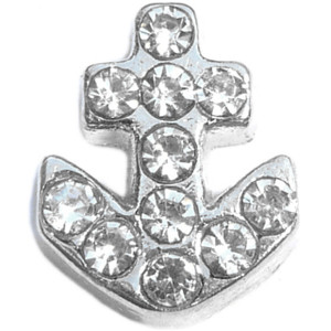 Anchor With Stones Floating Locket Charm Anchor With Stones Floating Locket Charm