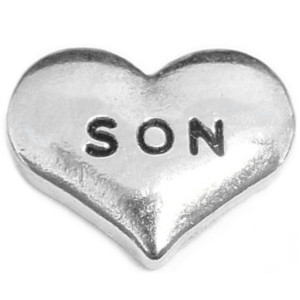 Son Silver Heart Floating Locket Charm