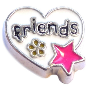 Friends Silvertone Trim Heart Floating Locket Charm