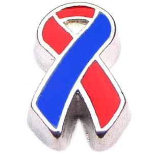 Red and Blue Ribbon Floating Locket Charm Red and Blue Ribbon Floating Locket Charm