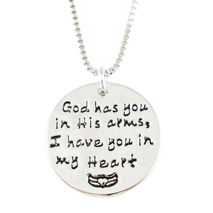 In His Arms In My Heart Stamped Necklace